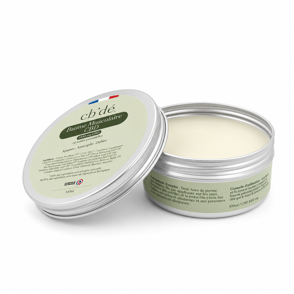 Baume Musculaire 1000mg 100ml - Marque cb'dé, crème au CBD haut de gamme