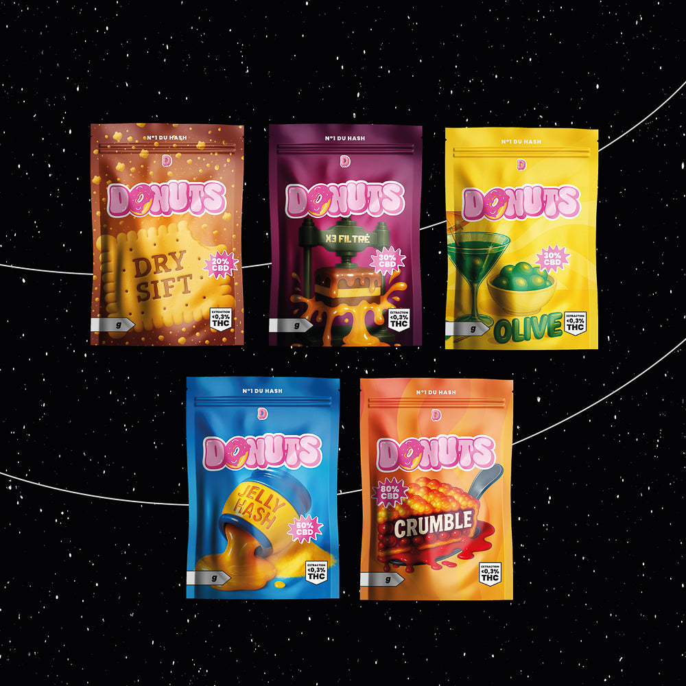 Ensemble des résines composant le Pack Découverte Résines de CBD