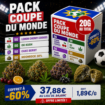 Pack Coupe du Monde - I 20g: 4x5g à 1,89€/g 60% CBD en macro
